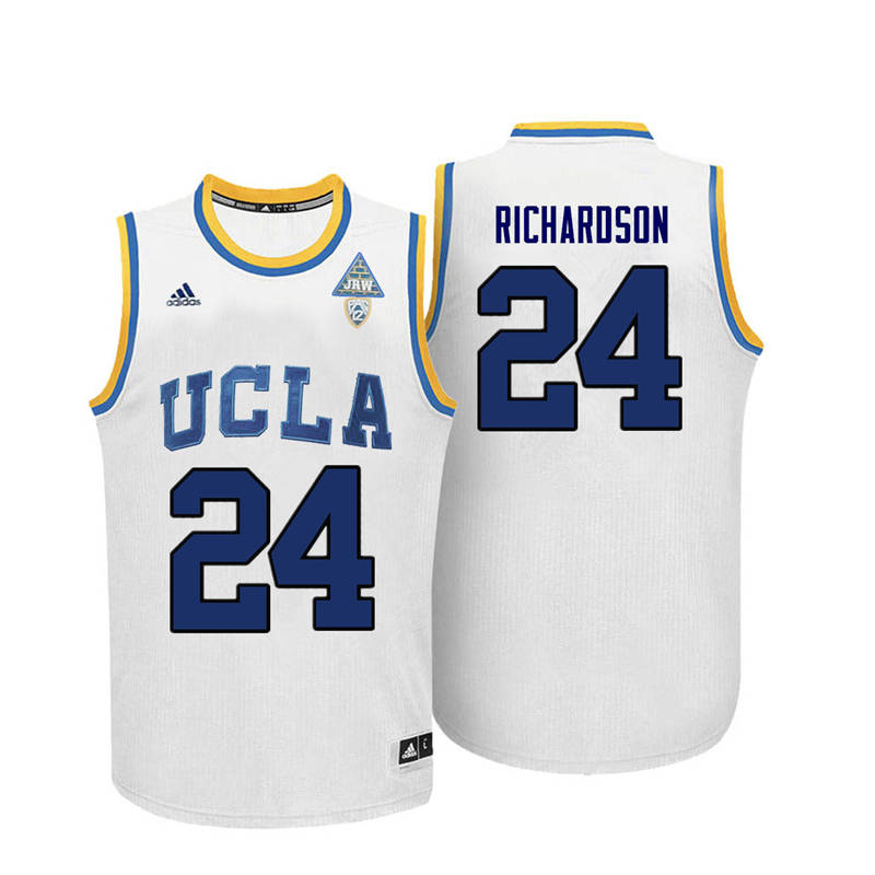 Men UCLA Bruins #24 Pooh Richardson College Basketball Jerseys-White - Click Image to Close
